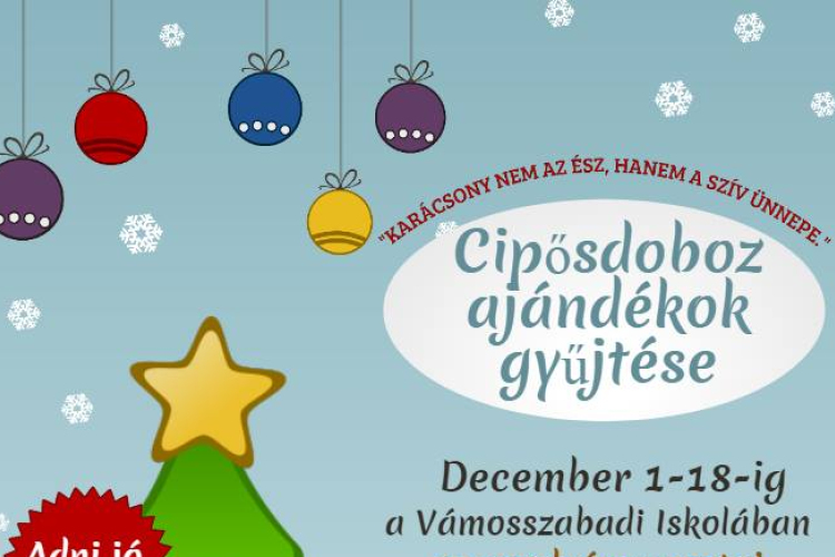 Cipősdoboz ajándékok gyűjtése kezdődik december 1-én a vámosszabadi iskolában.