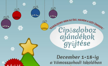 Cipősdoboz ajándékok gyűjtése kezdődik december 1-én a vámosszabadi iskolában.