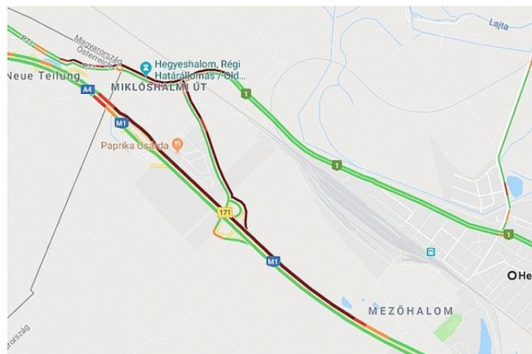 Torlódás az M1-es autópályán, Hegyeshalomnál