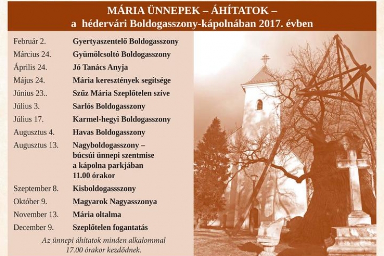 Hédervár is közzétette 2017. évi programjait